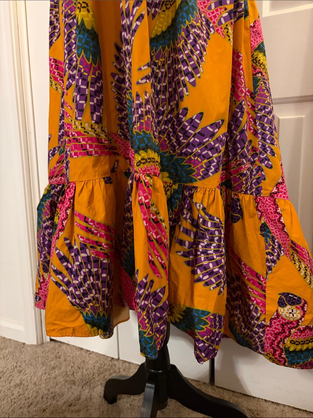 FARM Rio Beaded Macaws Midi Dress with Pink, Purple & Green Print - Picture 6 of 11